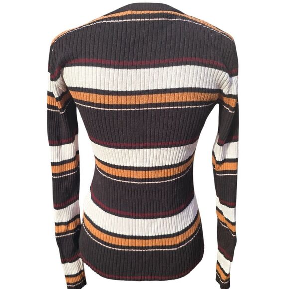 Frame Striped Black White Knit Ribbed Sweater Crew-neck Small - Picture 4 of 9